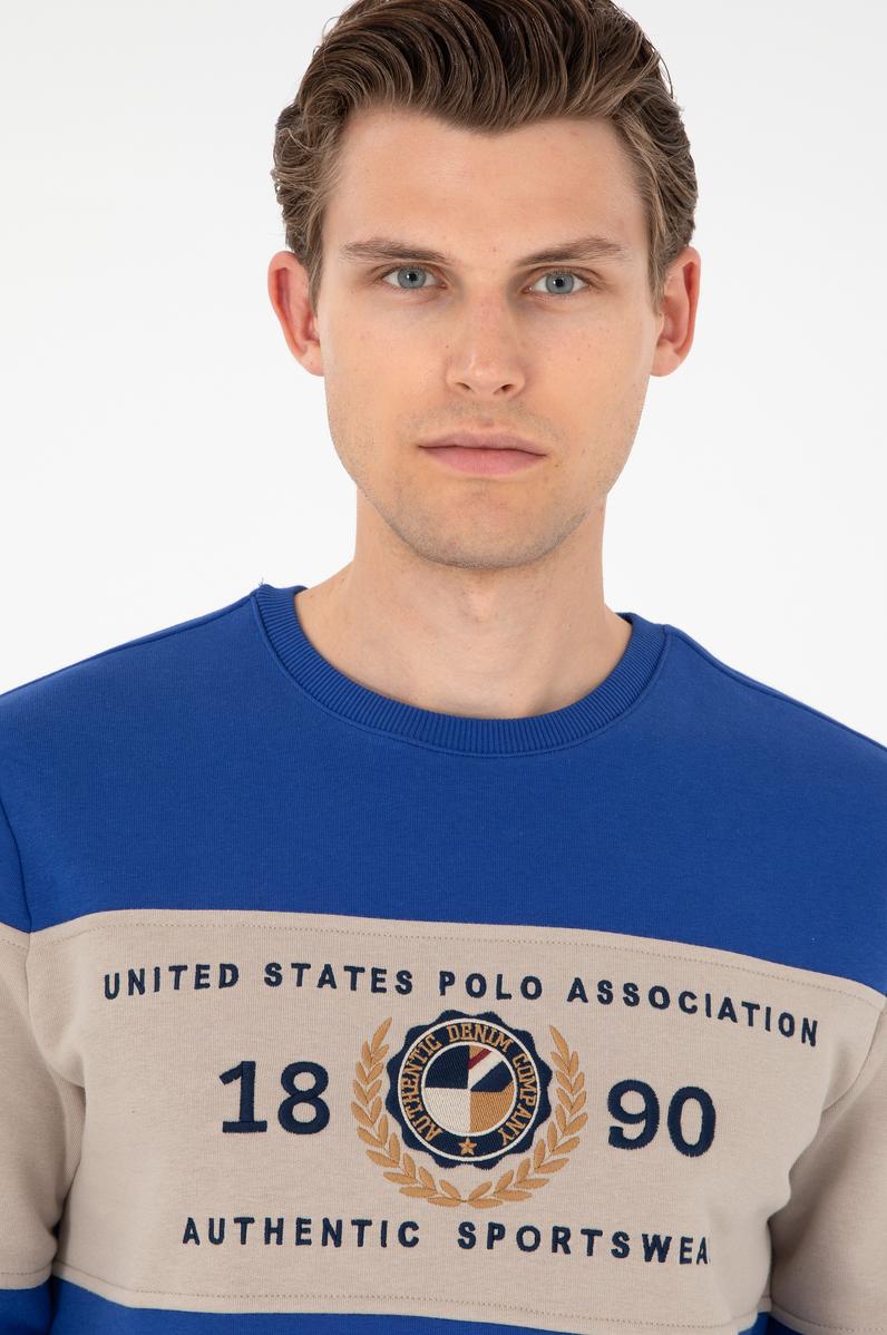 Erkek Regular Fit Bisiklet Yaka Saks Sweatshirt