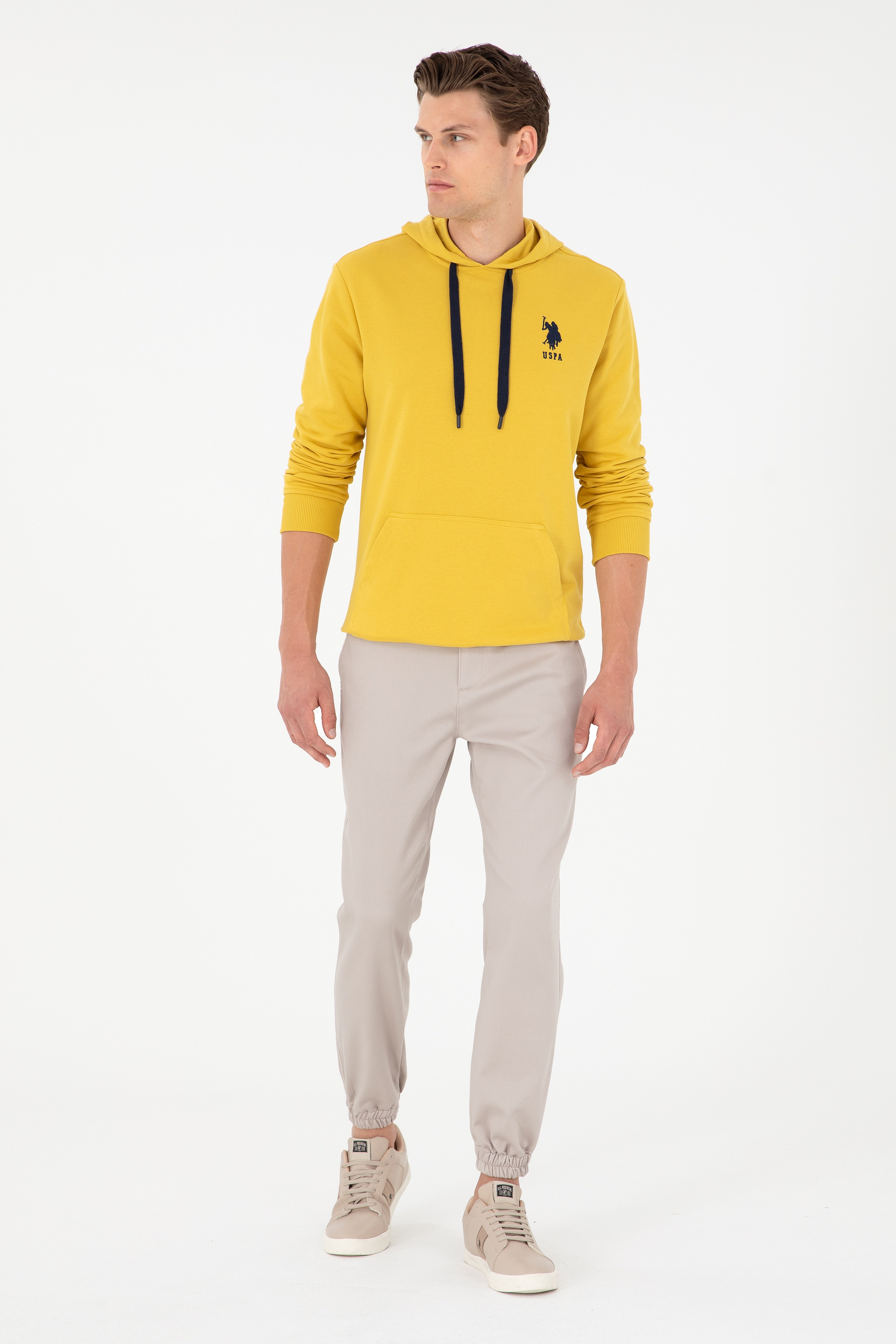 Erkek Sarı Basic Sweatshirt
