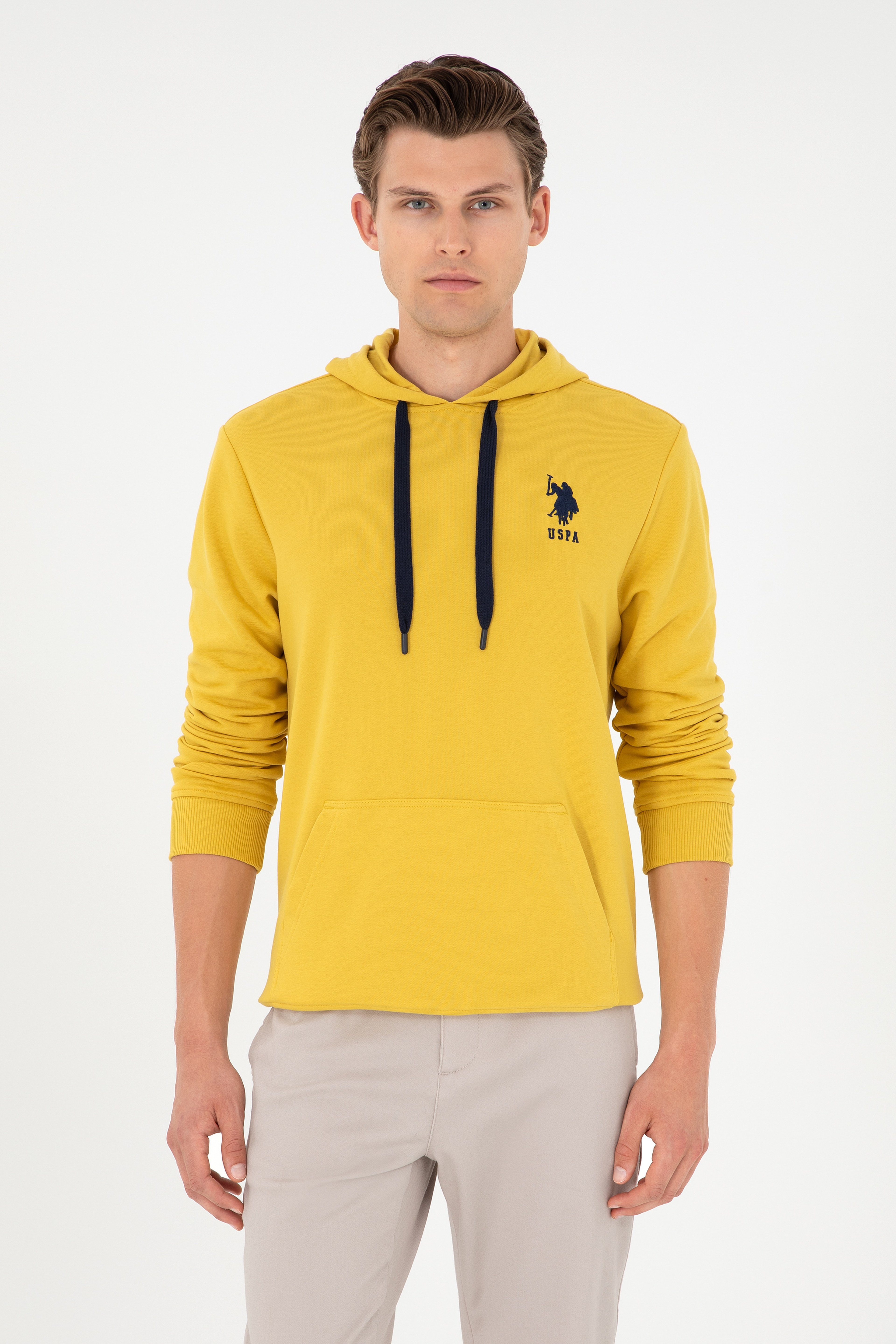 Erkek Sarı Basic Sweatshirt - Image 1