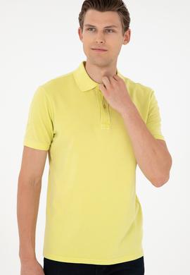 Erkek Slim Fit Polo Yaka Fıstık Yeşili Basic Tişört - 50279591194