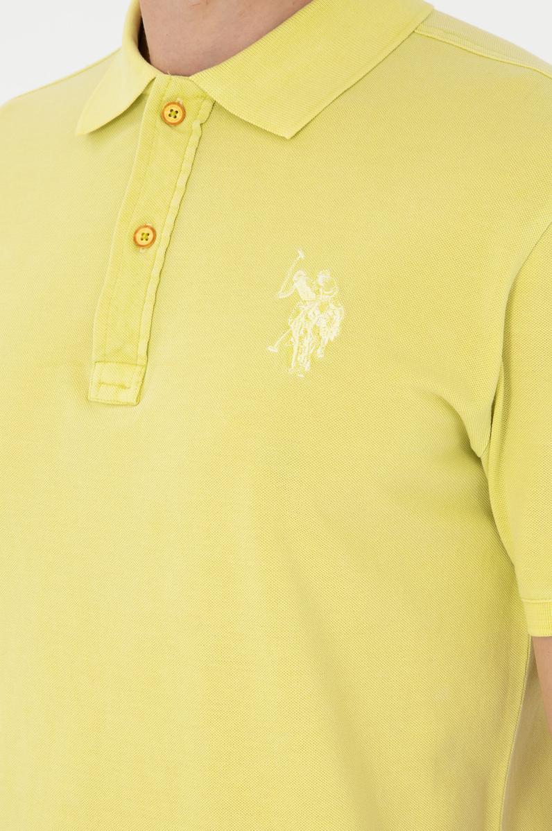 Erkek Slim Fit Polo Yaka Fıstık Yeşili Basic Tişört