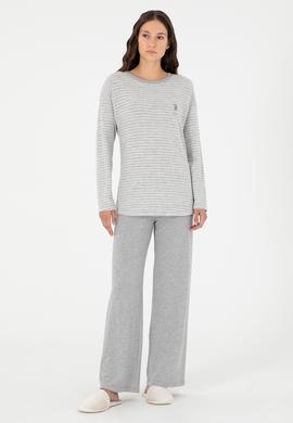 Kadın Gri Melanj Pijama Takımı - 50302036008