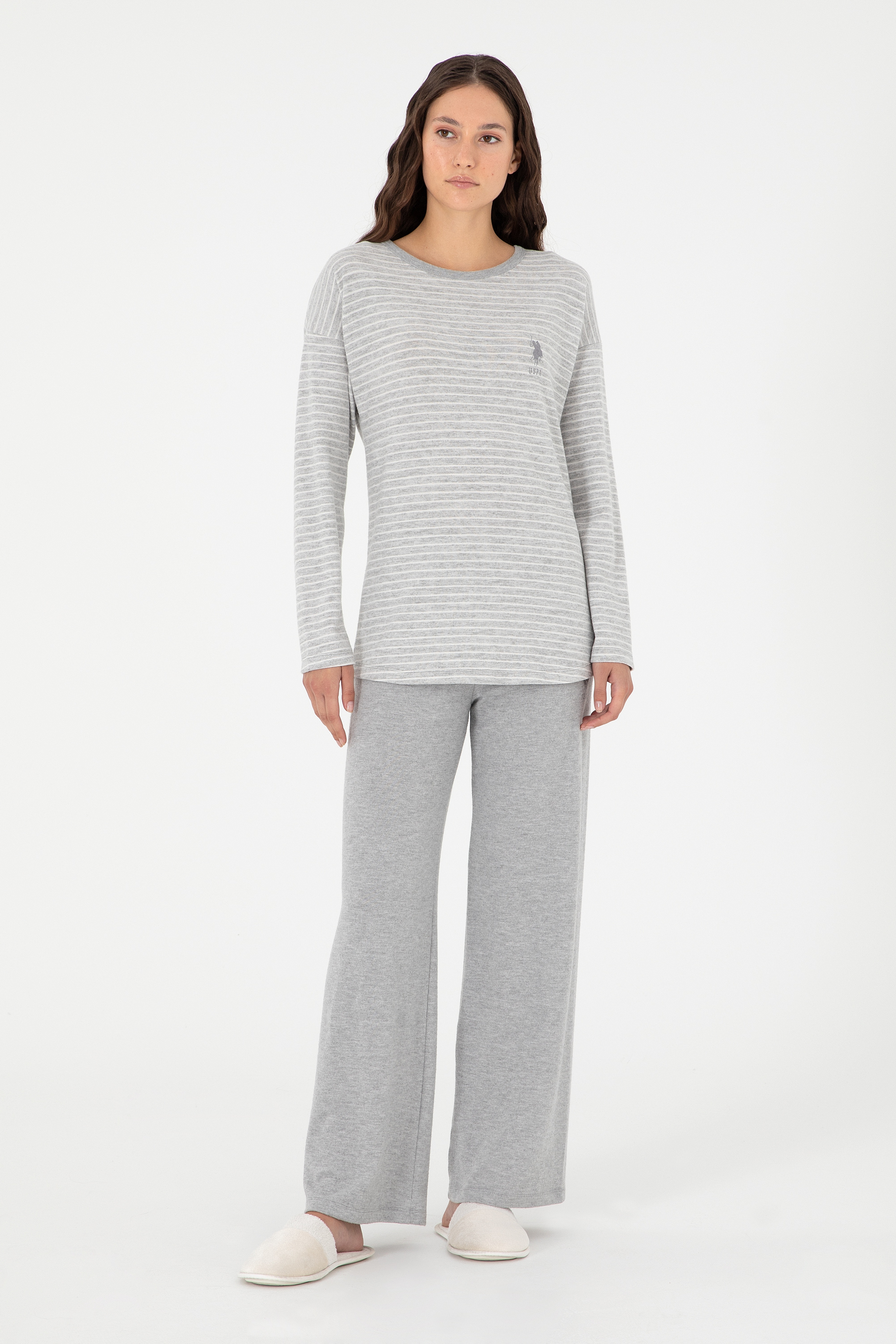 Kadın Gri Melanj Pijama Takımı - Image 1