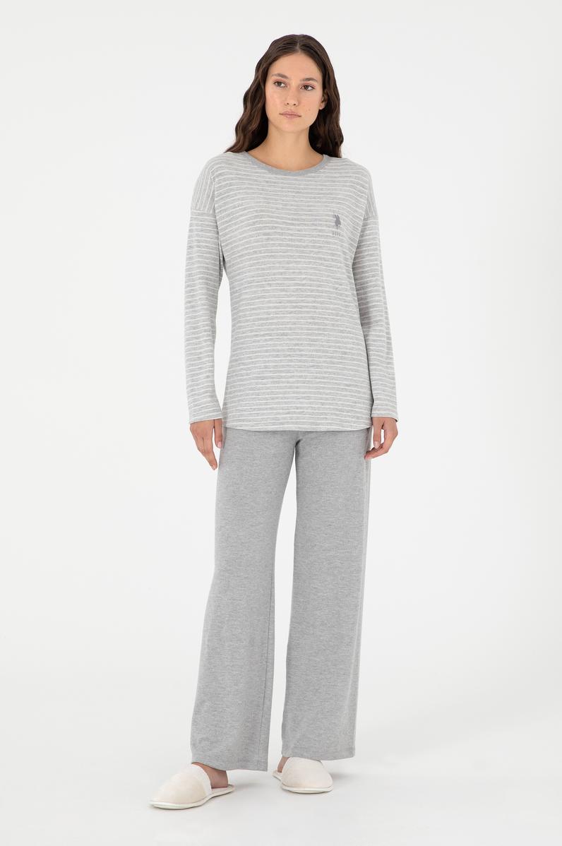 Kadın Gri Melanj Pijama Takımı