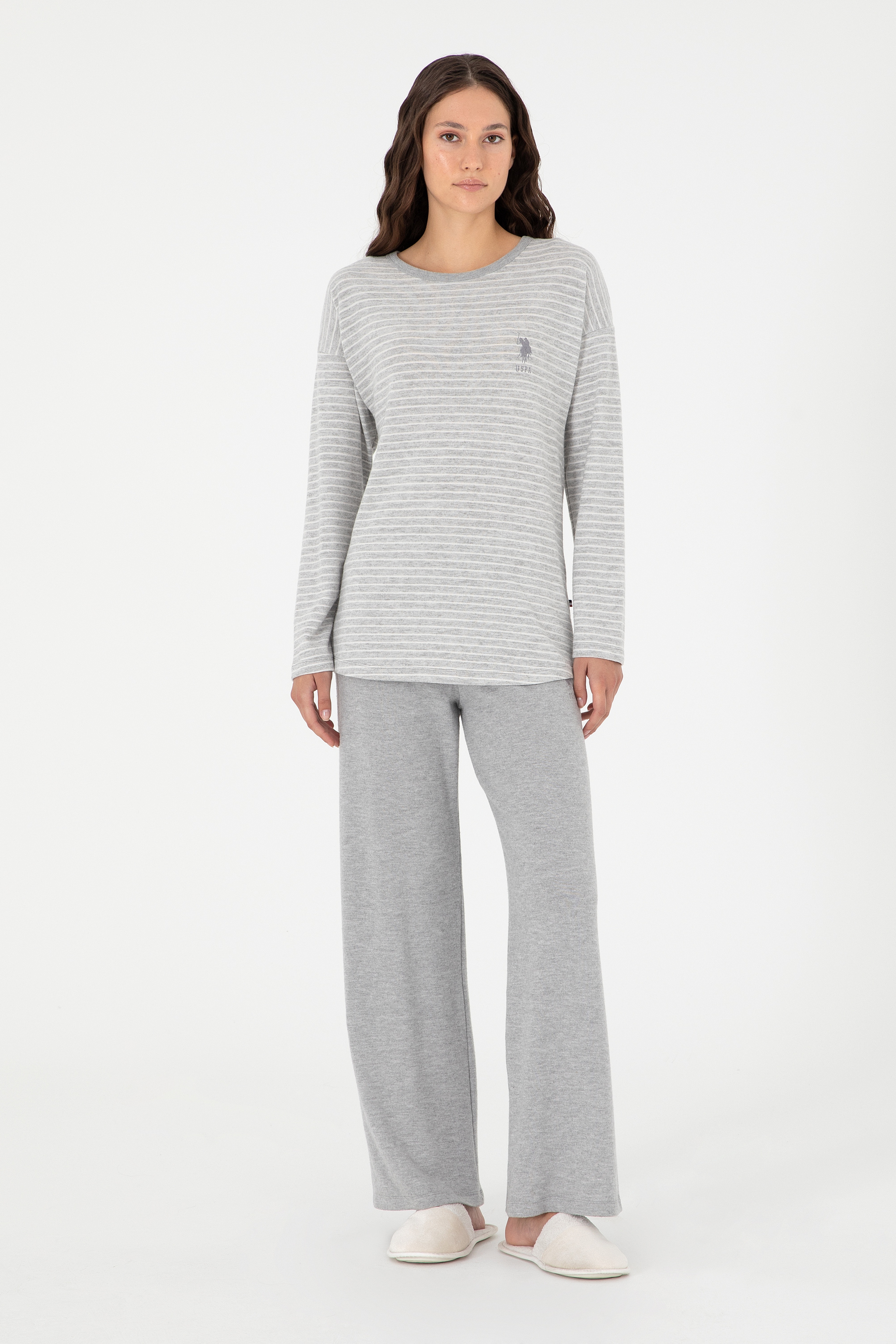 Kadın Gri Melanj Pijama Takımı - Image 2