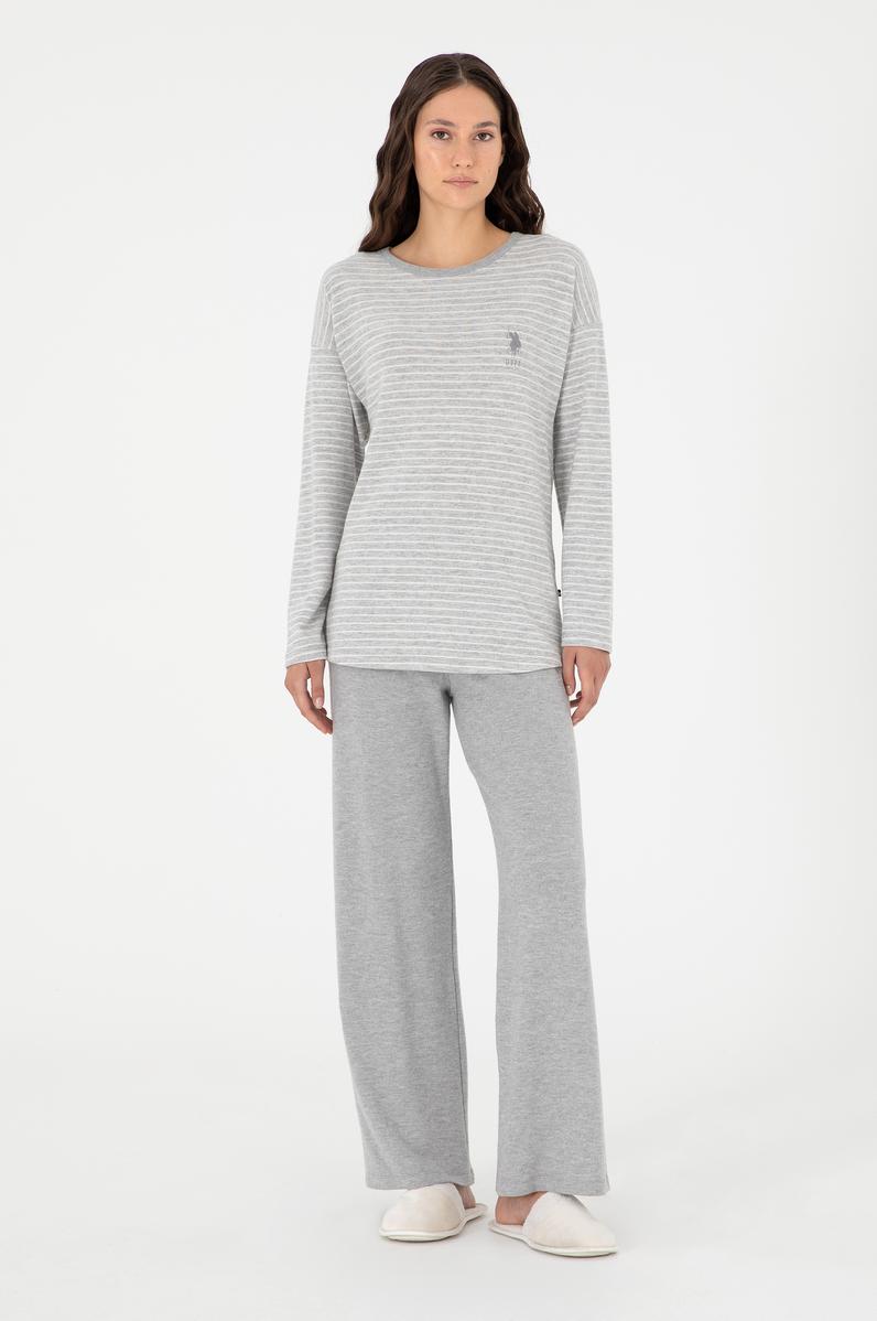 Kadın Gri Melanj Pijama Takımı