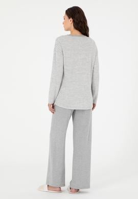 Kadın Gri Melanj Pijama Takımı - 50302036008