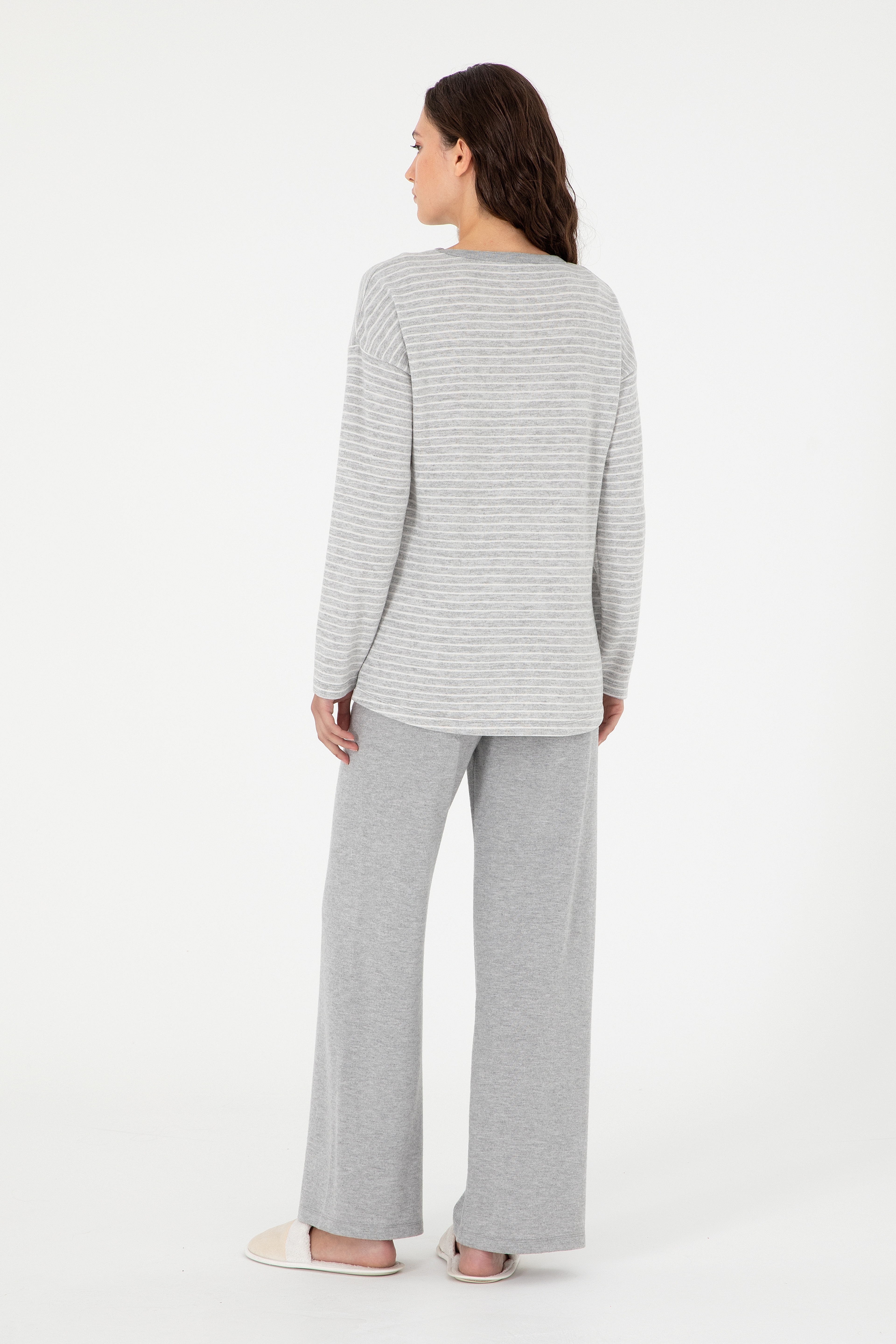 Kadın Gri Melanj Pijama Takımı - Image 4