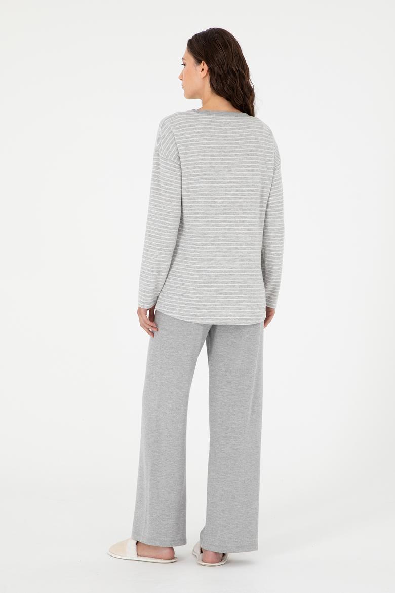 Kadın Gri Melanj Pijama Takımı - 50302036008
