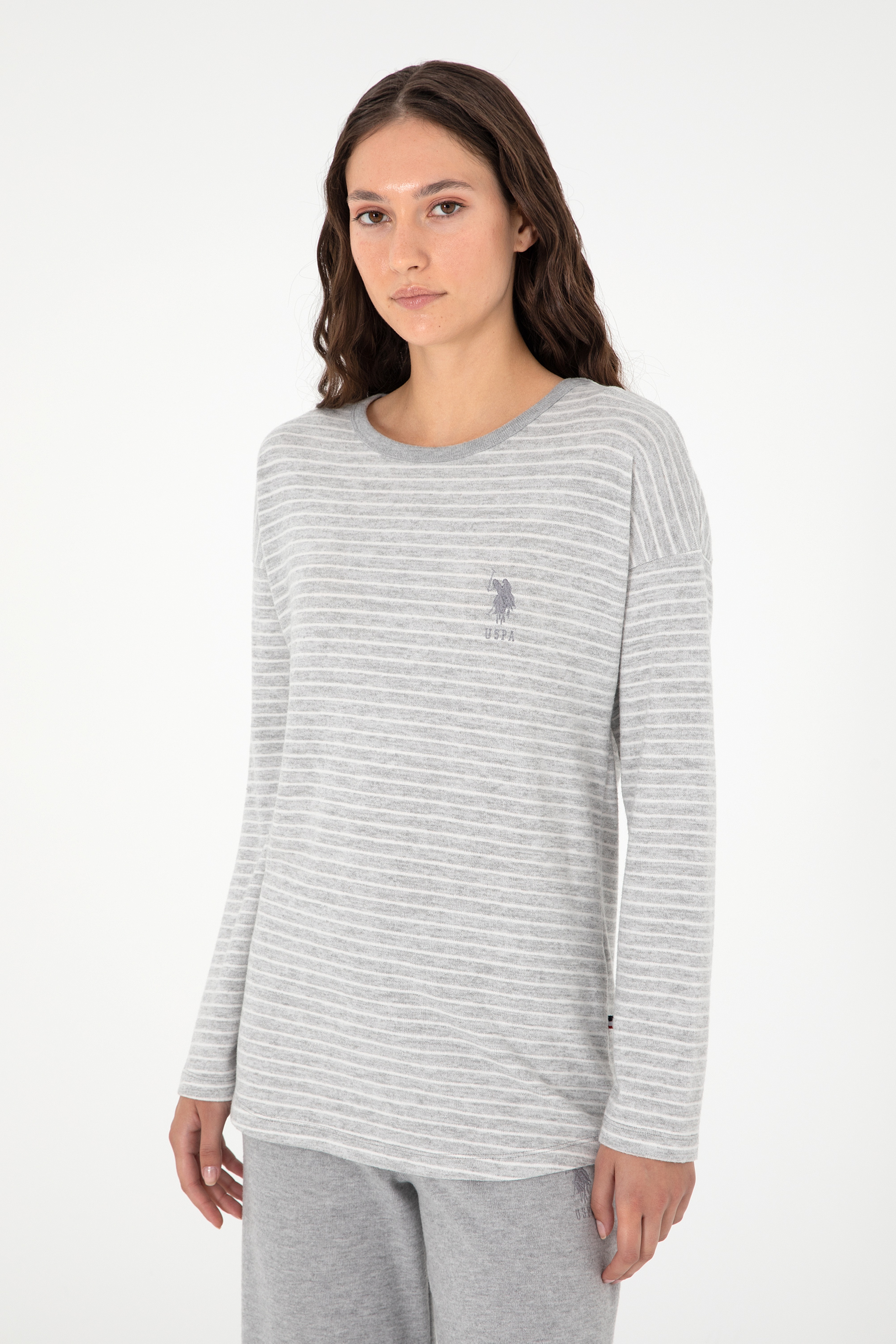 Kadın Gri Melanj Pijama Takımı - Image 3