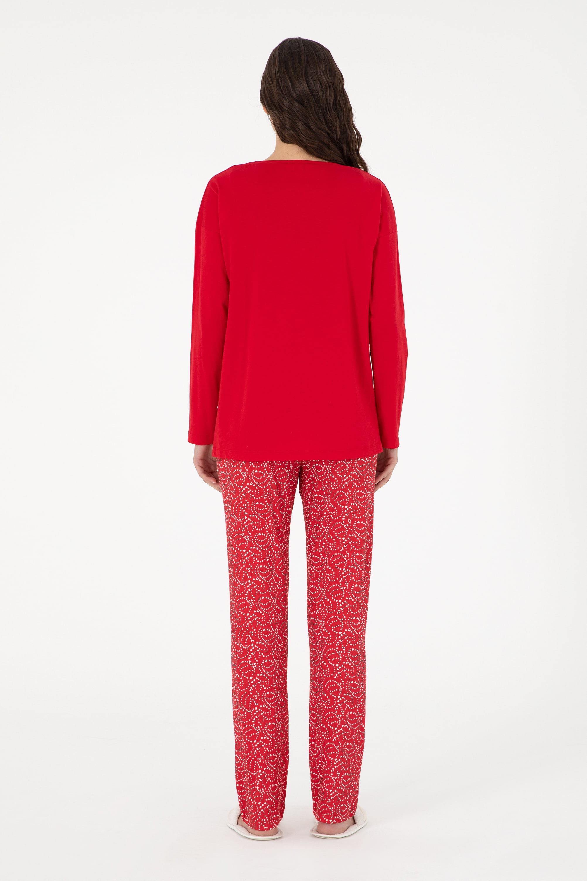 Kadın Kırmızı Yılbaşı Temalı Pijama Takımı - Image 4