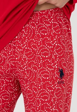 Kadın Kırmızı Yılbaşı Temalı Pijama Takımı - 50303406004