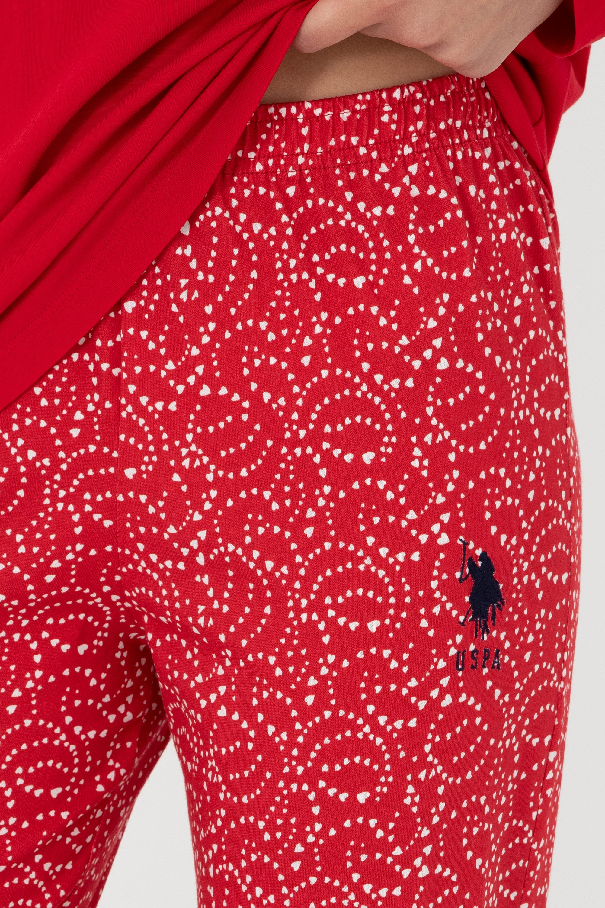 Kadın Kırmızı Yılbaşı Temalı Pijama Takımı