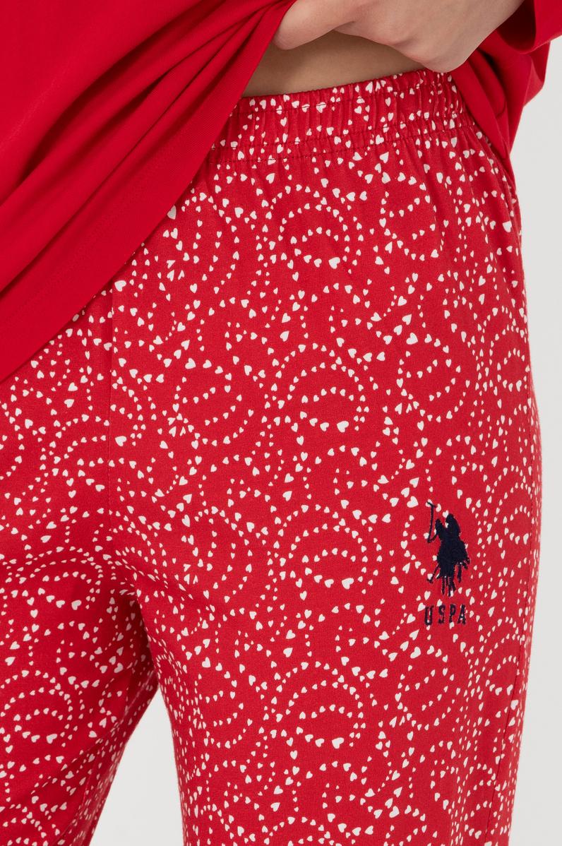 Kadın Kırmızı Yılbaşı Temalı Pijama Takımı