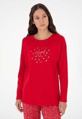 Kadın Kırmızı Yılbaşı Temalı Pijama Takımı - 50303406004