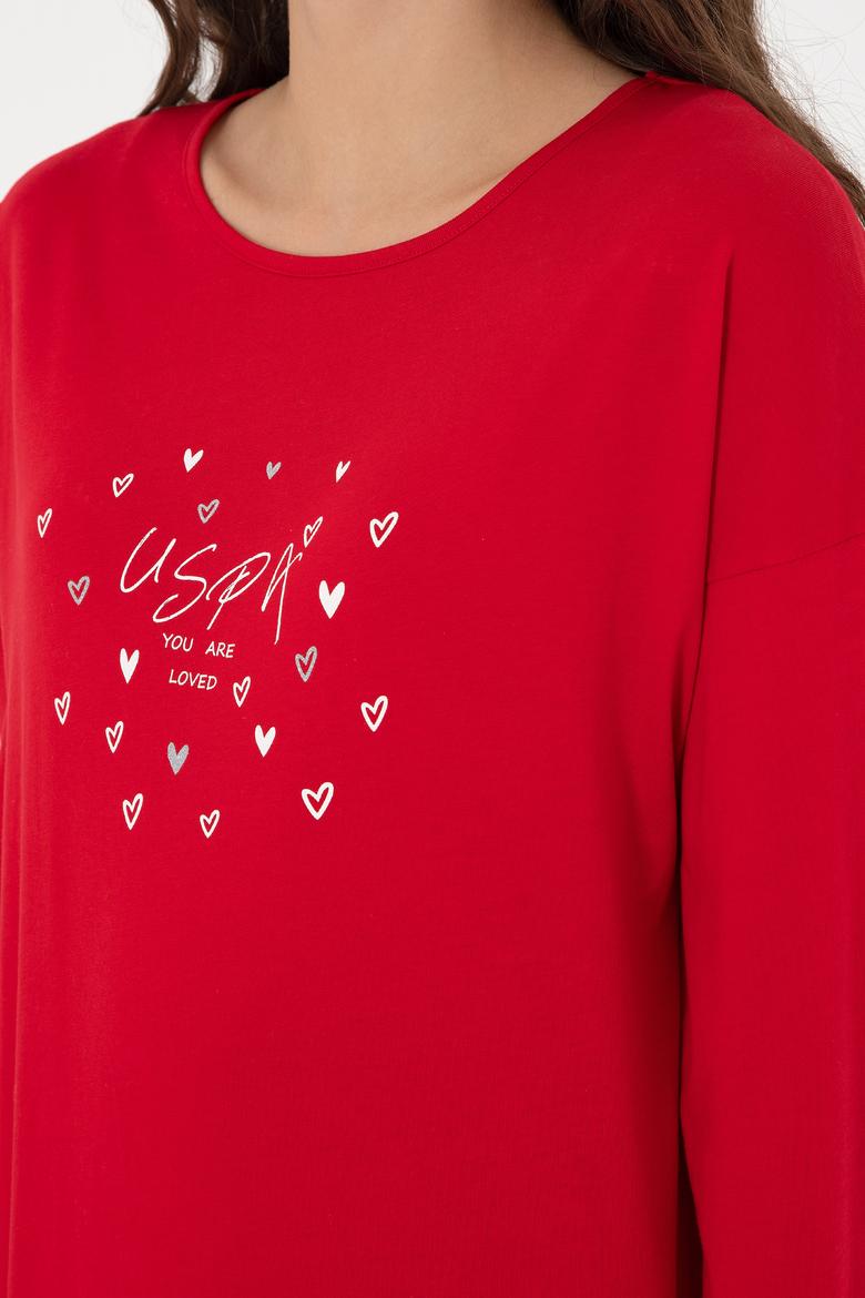 Kadın Kırmızı Yılbaşı Temalı Pijama Takımı - 50303406004