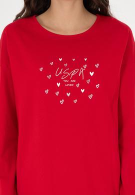 Kadın Kırmızı Yılbaşı Temalı Pijama Takımı - 50303406004