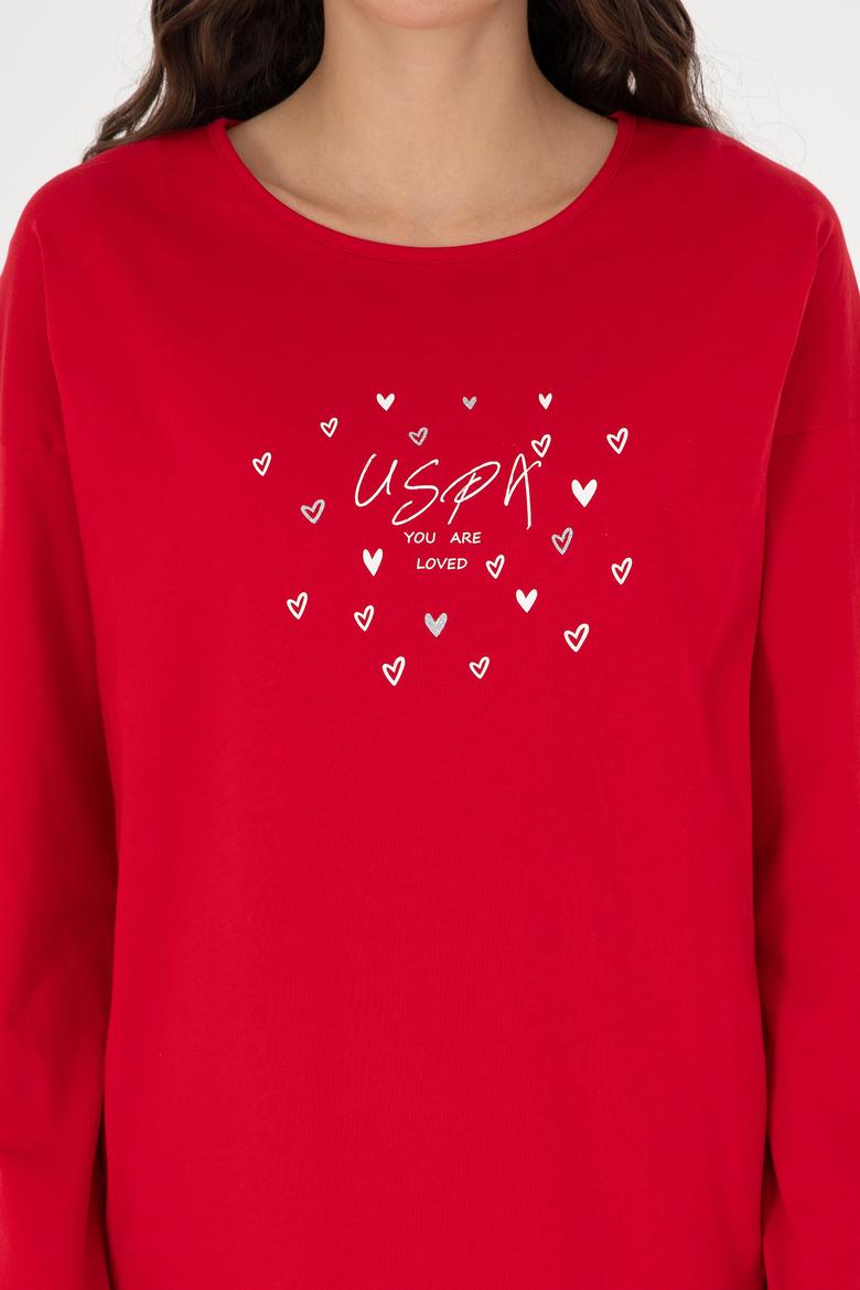 Kadın Kırmızı Yılbaşı Temalı Pijama Takımı - 50303406004