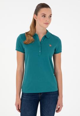 Kadın Koyu Yeşil Polo Yaka Tişört - 50280067103