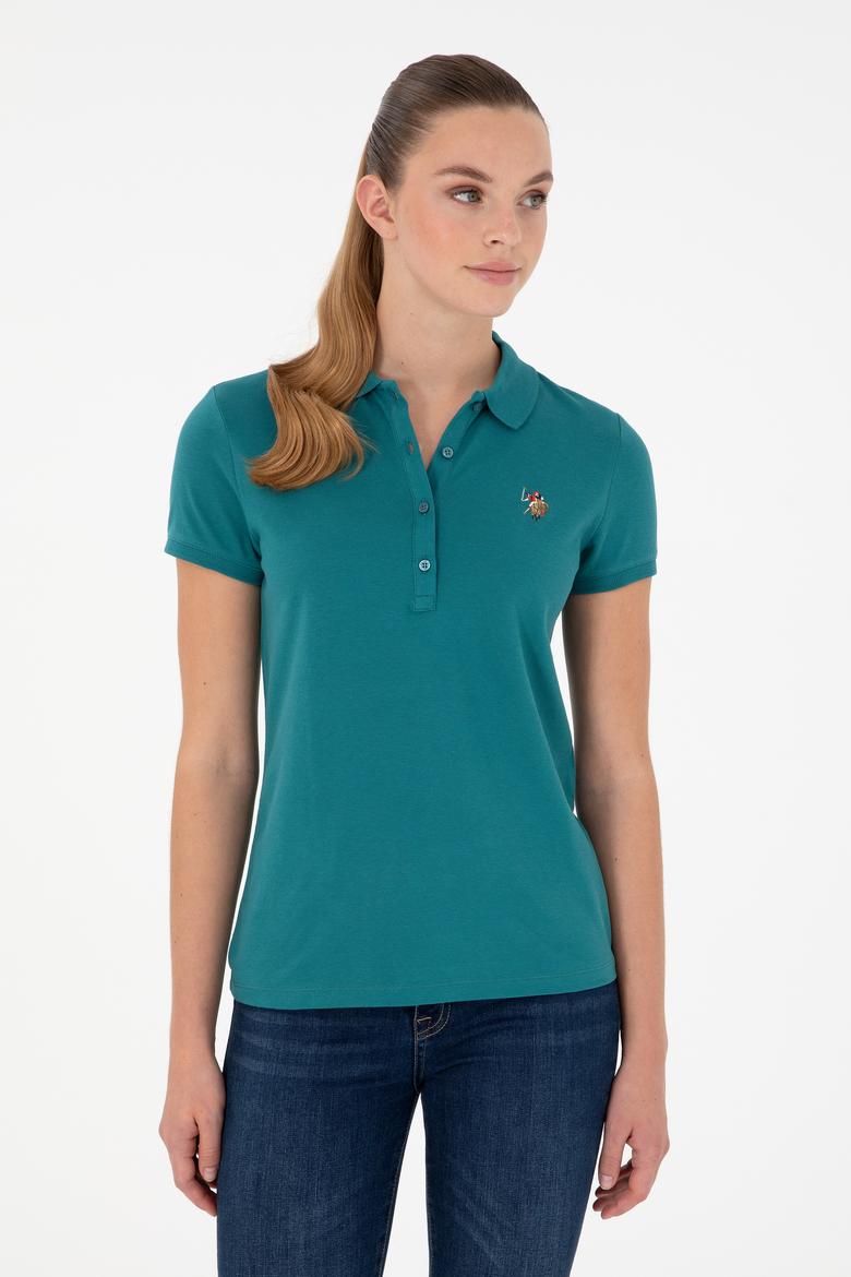Kadın Koyu Yeşil Polo Yaka Tişört