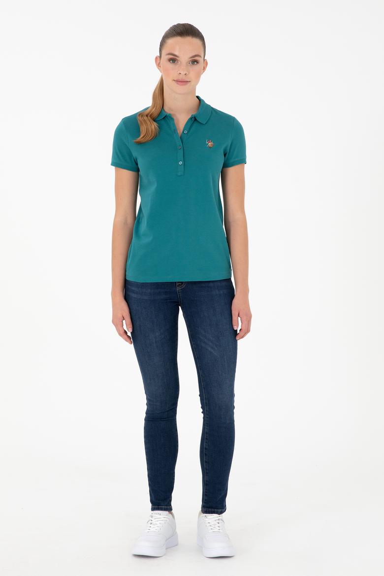 Kadın Koyu Yeşil Polo Yaka Tişört - 50280067103