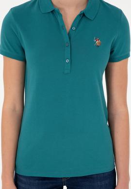 Kadın Koyu Yeşil Polo Yaka Tişört - 50280067103