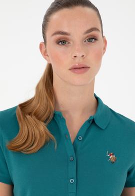 Kadın Koyu Yeşil Polo Yaka Tişört - 50280067103
