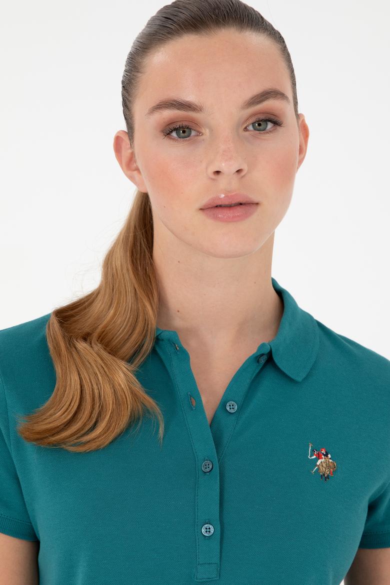 Kadın Koyu Yeşil Polo Yaka Tişört - 50280067103