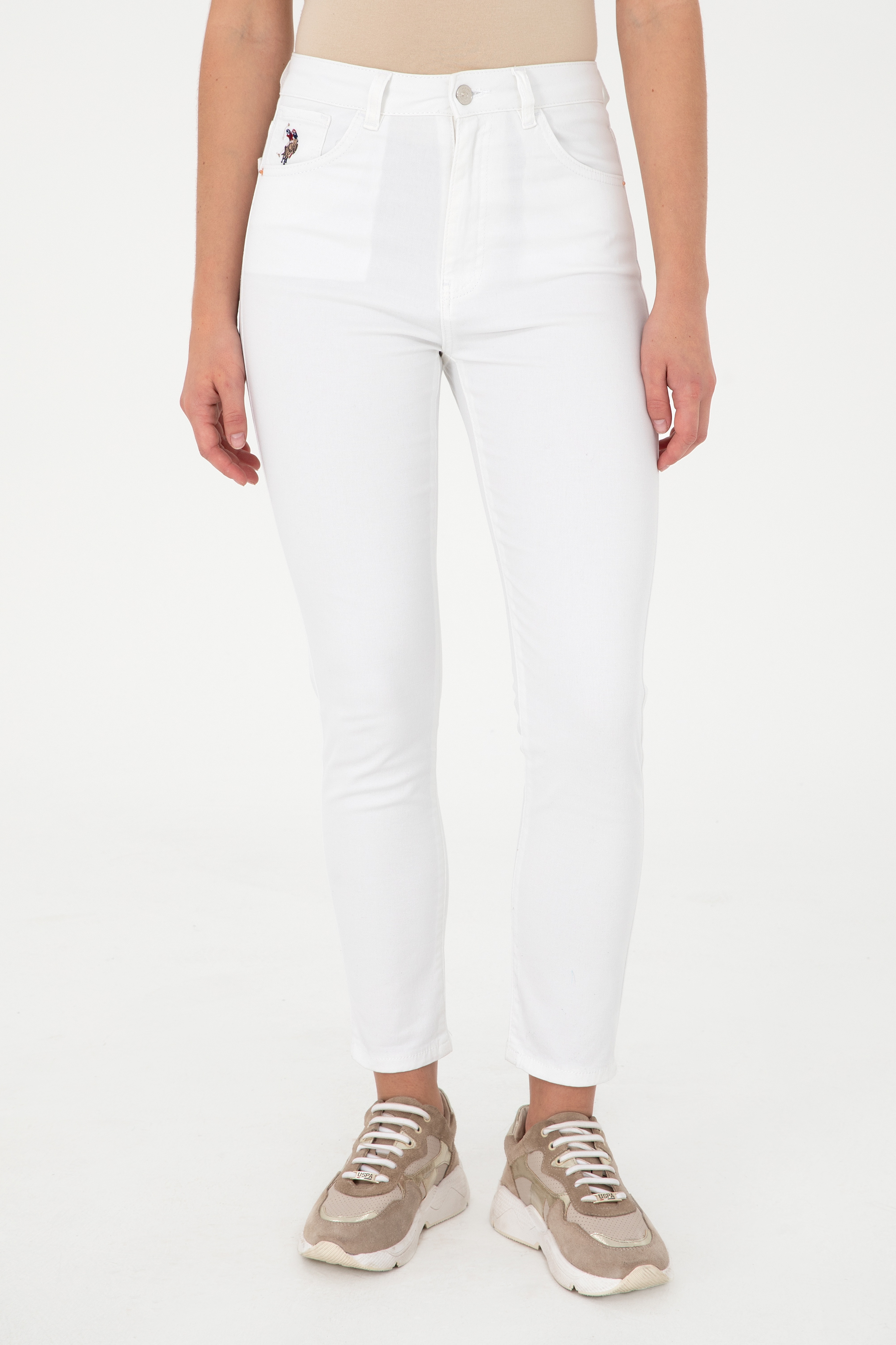 Kadın Beyaz Slim High Waist Fit Jean Pantolon - Image 2
