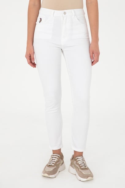 Kadın Beyaz Slim High Waist Fit Jean Pantolon