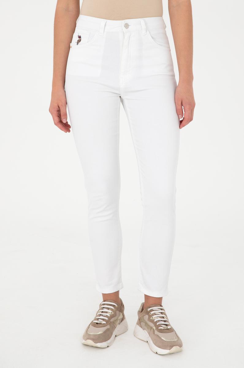 Kadın Beyaz Slim High Waist Fit Jean Pantolon