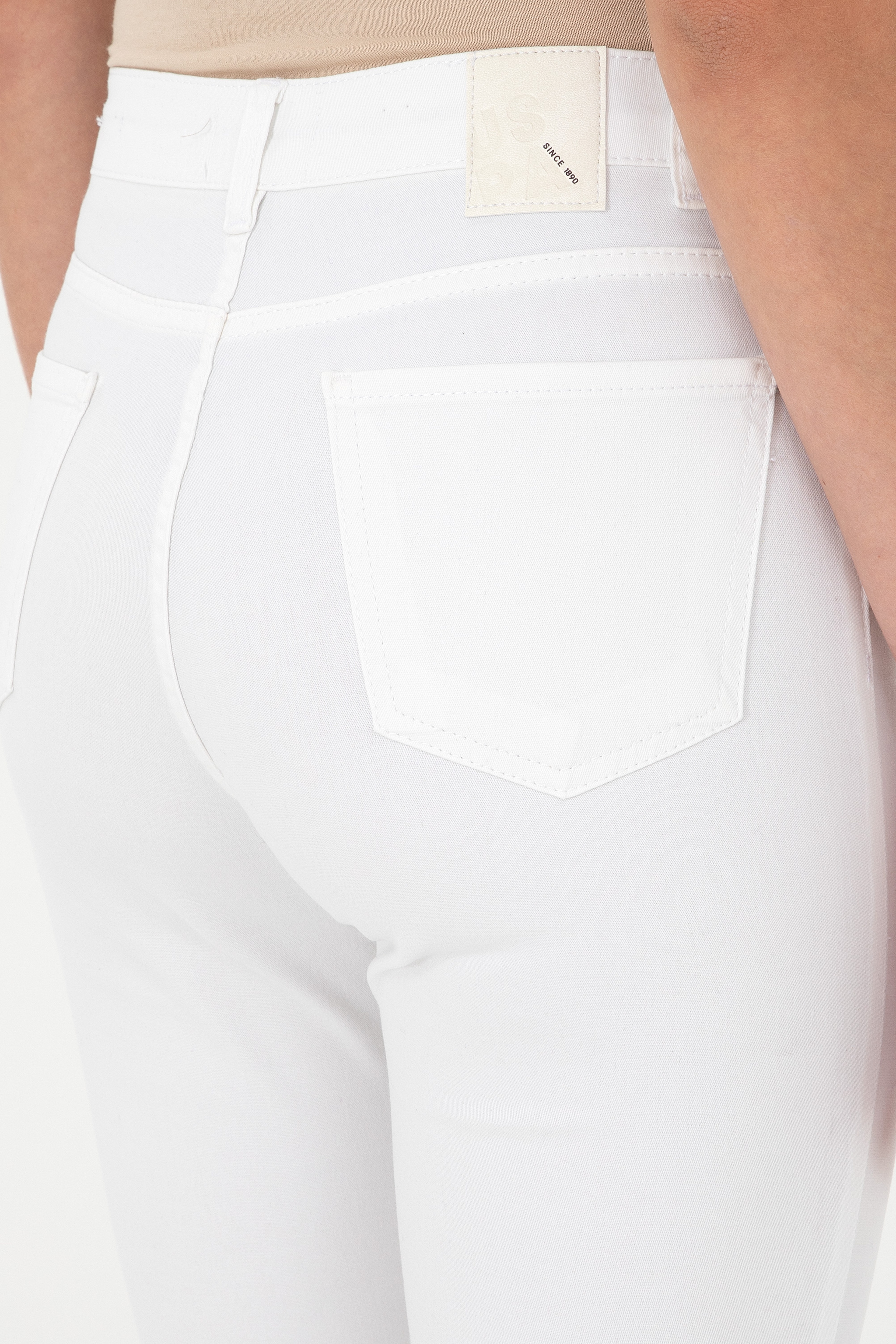 Kadın Beyaz Slim High Waist Fit Jean Pantolon - Image 6