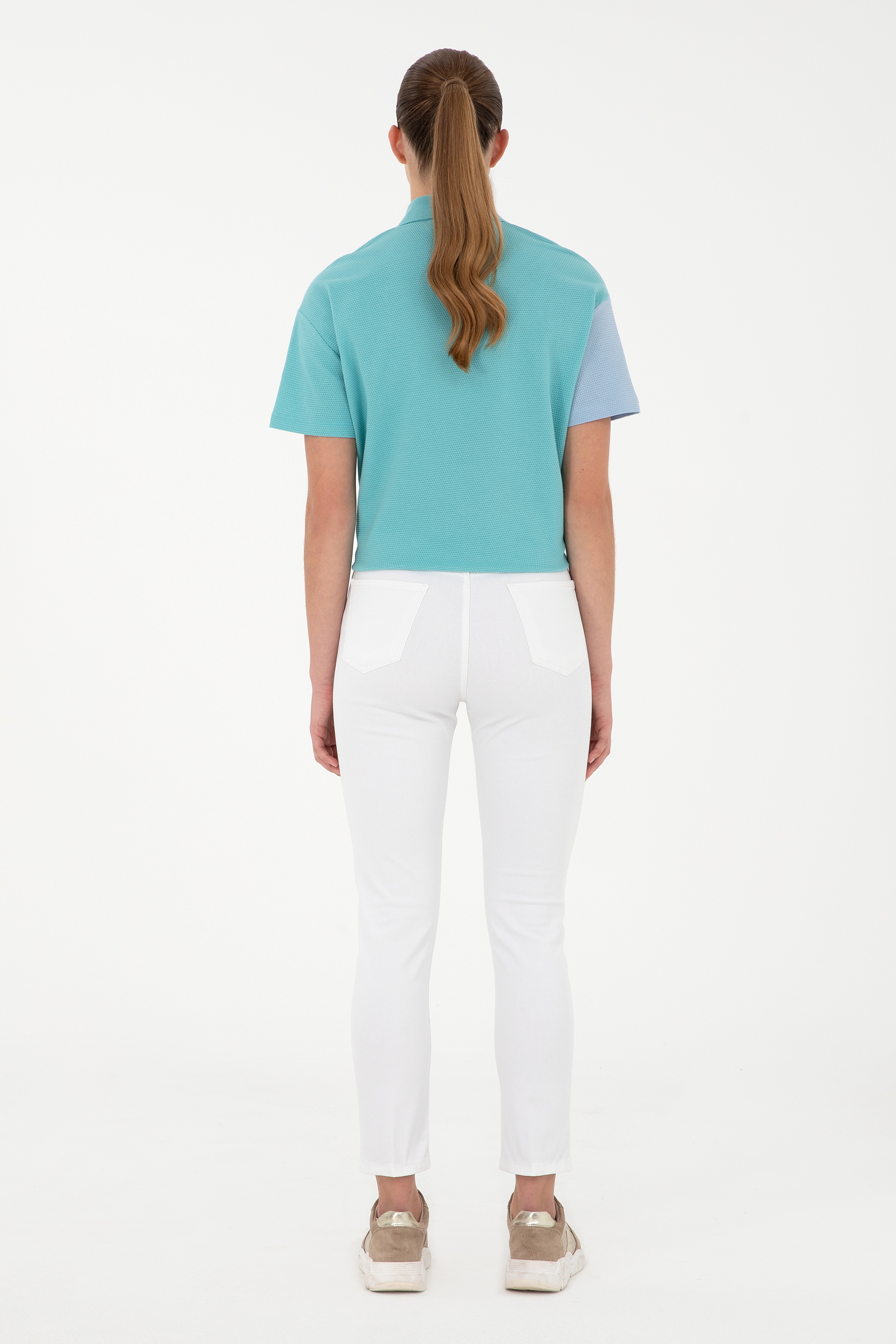 Kadın Beyaz Slim High Waist Fit Jean Pantolon - Image 4