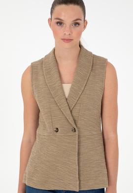 Kadın Haki V Yaka Örme Yelek - 50282883020