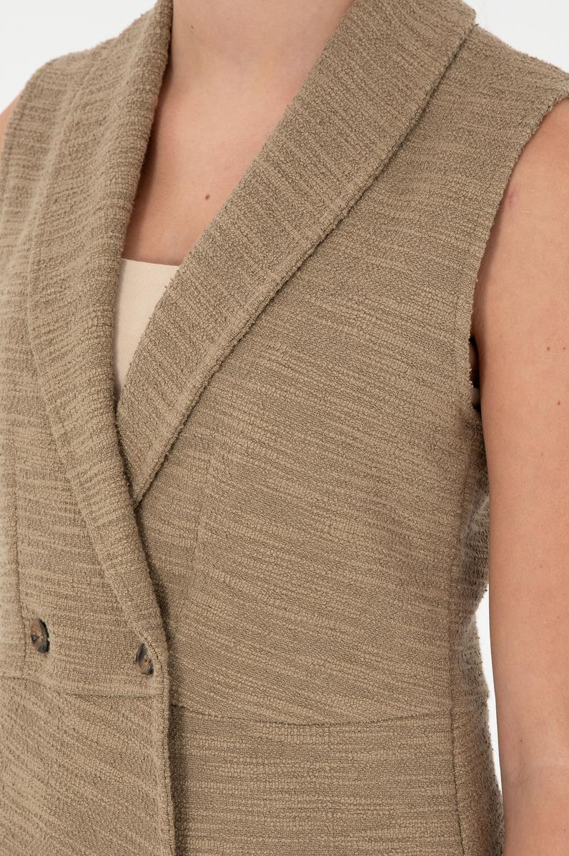 Kadın Haki V Yaka Örme Yelek