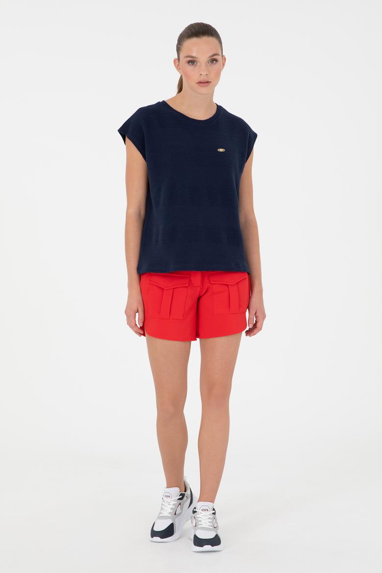 Kadın Kırmızı Örme Şort - 50281899022