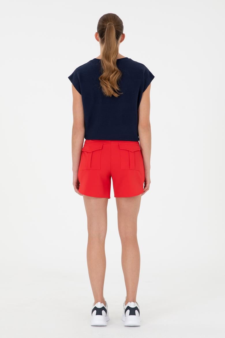 Kadın Kırmızı Örme Şort - 50281899022