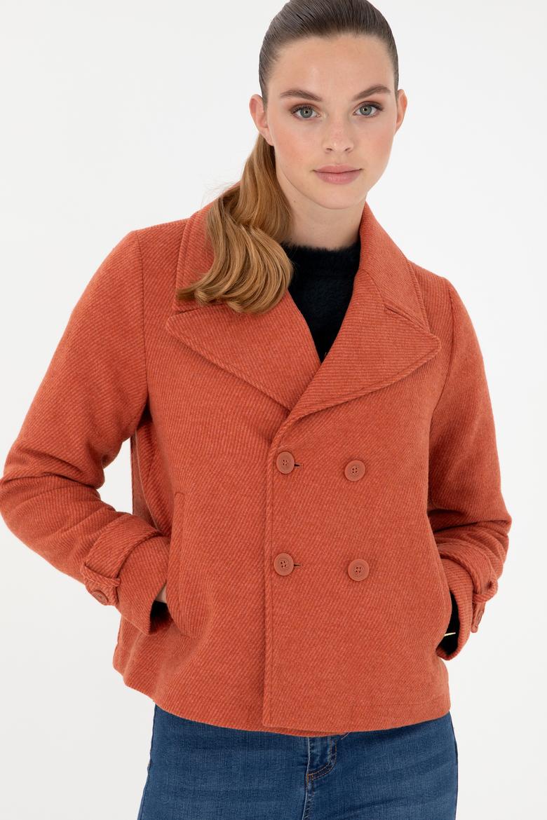 Kadın Kiremit Kaşe Mont - 50291511008