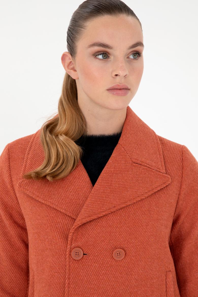 Kadın Kiremit Kaşe Mont - 50291511008