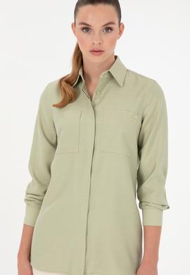 Kadın Açık Haki Uzun Kollu Tunik Gömlek - 50293568002