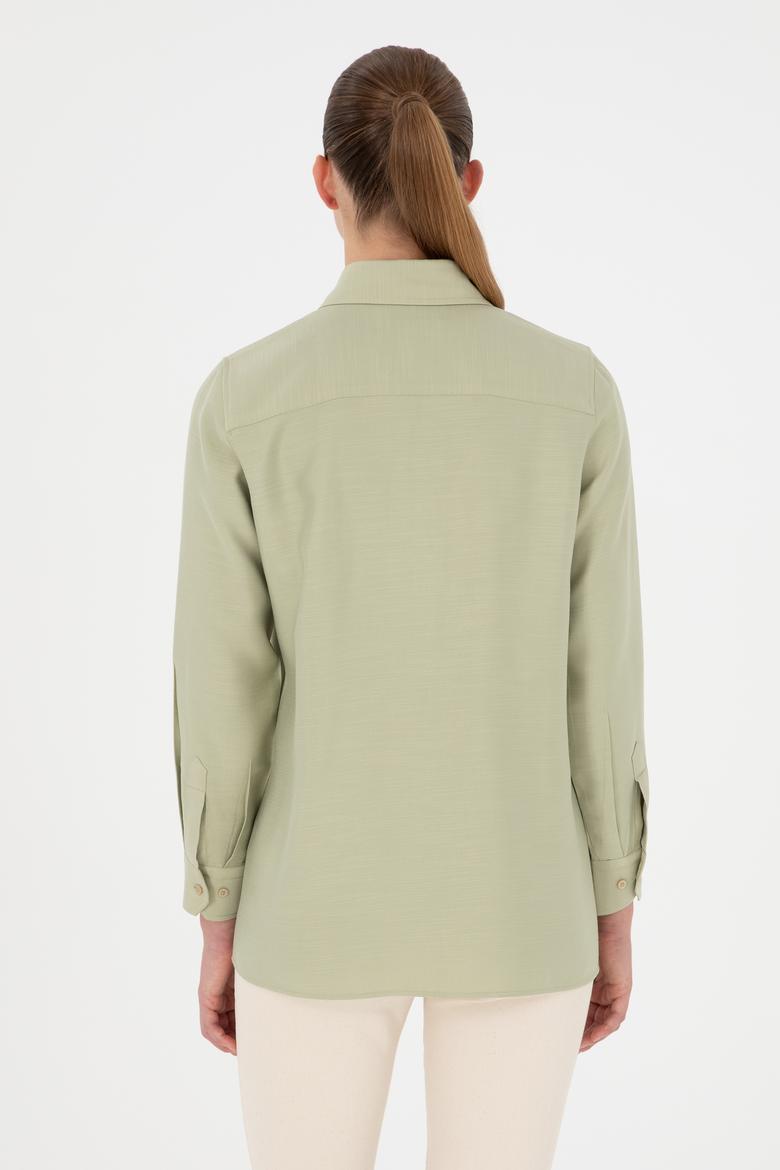 Kadın Açık Haki Uzun Kollu Tunik Gömlek - 50293568002