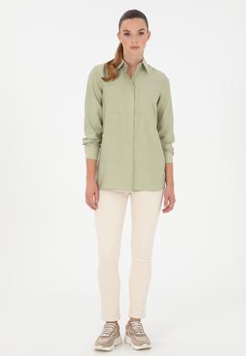 Kadın Açık Haki Uzun Kollu Tunik Gömlek - 50293568002
