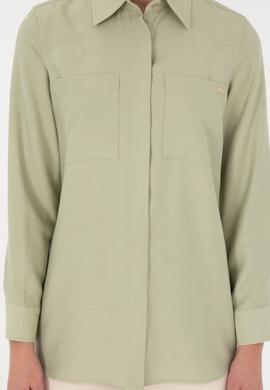 Kadın Açık Haki Uzun Kollu Tunik Gömlek - 50293568002