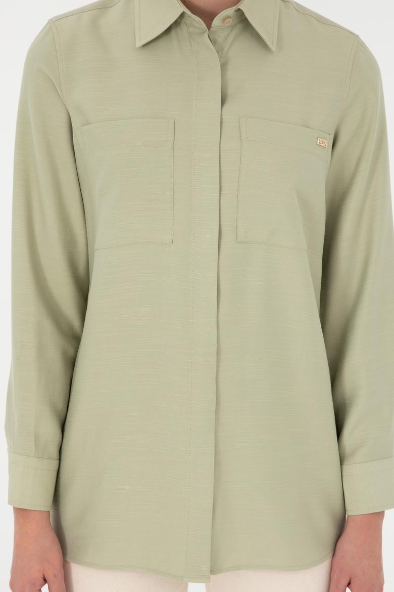 Kadın Açık Haki Uzun Kollu Tunik Gömlek - 50293568002