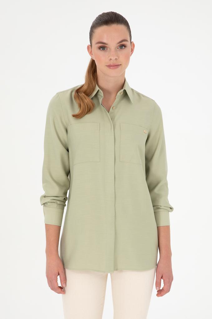 Kadın Açık Haki Uzun Kollu Tunik Gömlek