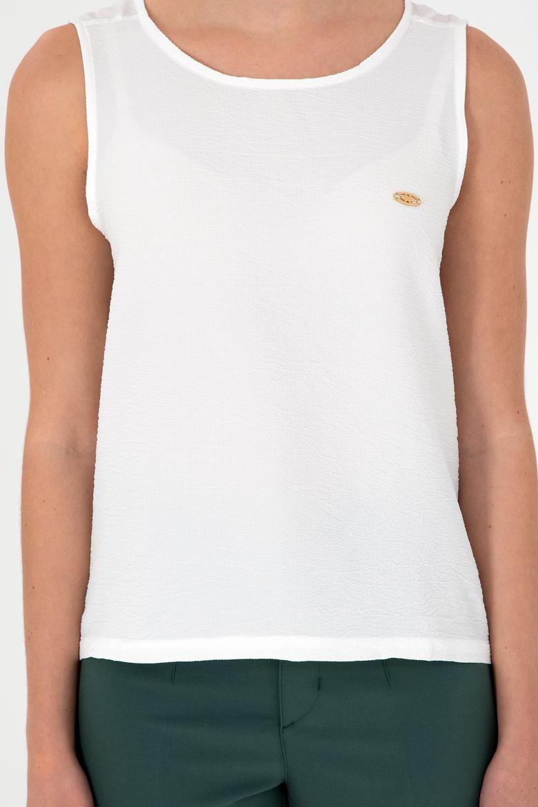 Kadın Ekru Kısa Kollu Gömlek - 50283453003