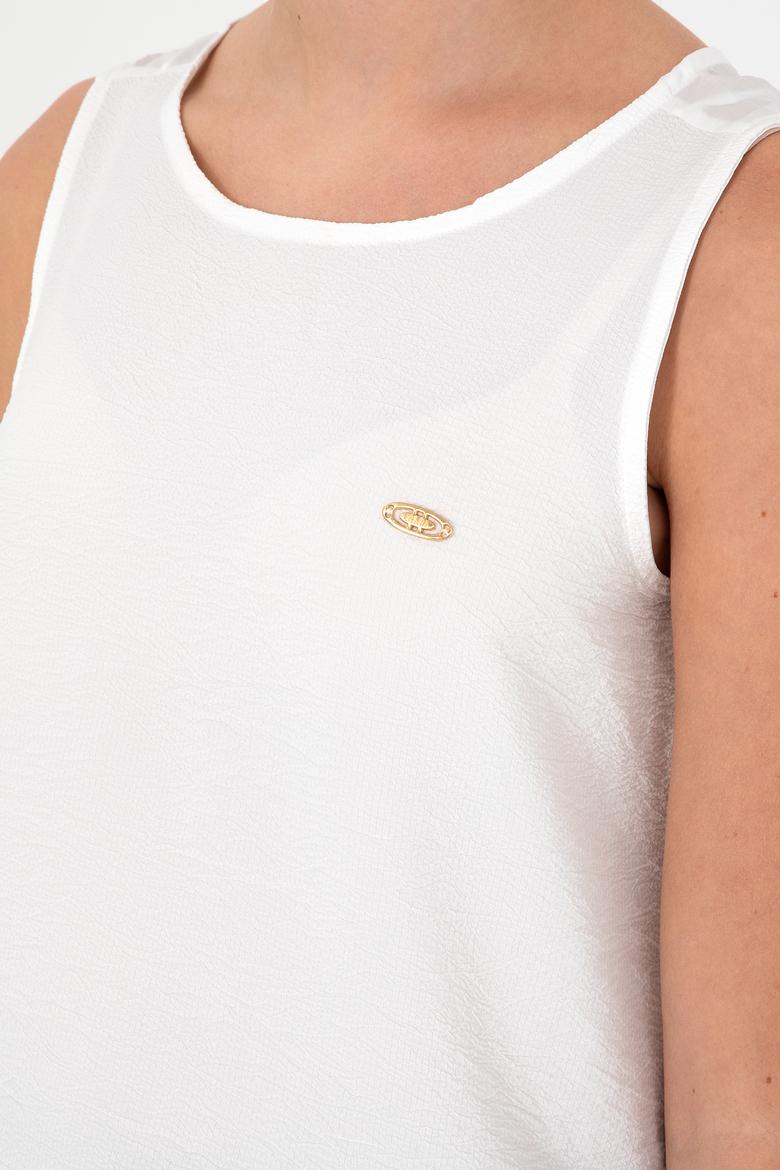 Kadın Ekru Kısa Kollu Gömlek - 50283453003