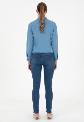 Kadın Koyu Mavi Skinny High Waist Fit Jean Pantolon - 50289300003