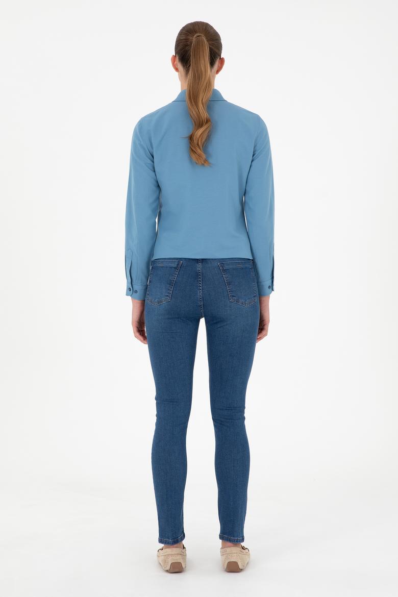 Kadın Koyu Mavi Skinny High Waist Fit Jean Pantolon - 50289300003