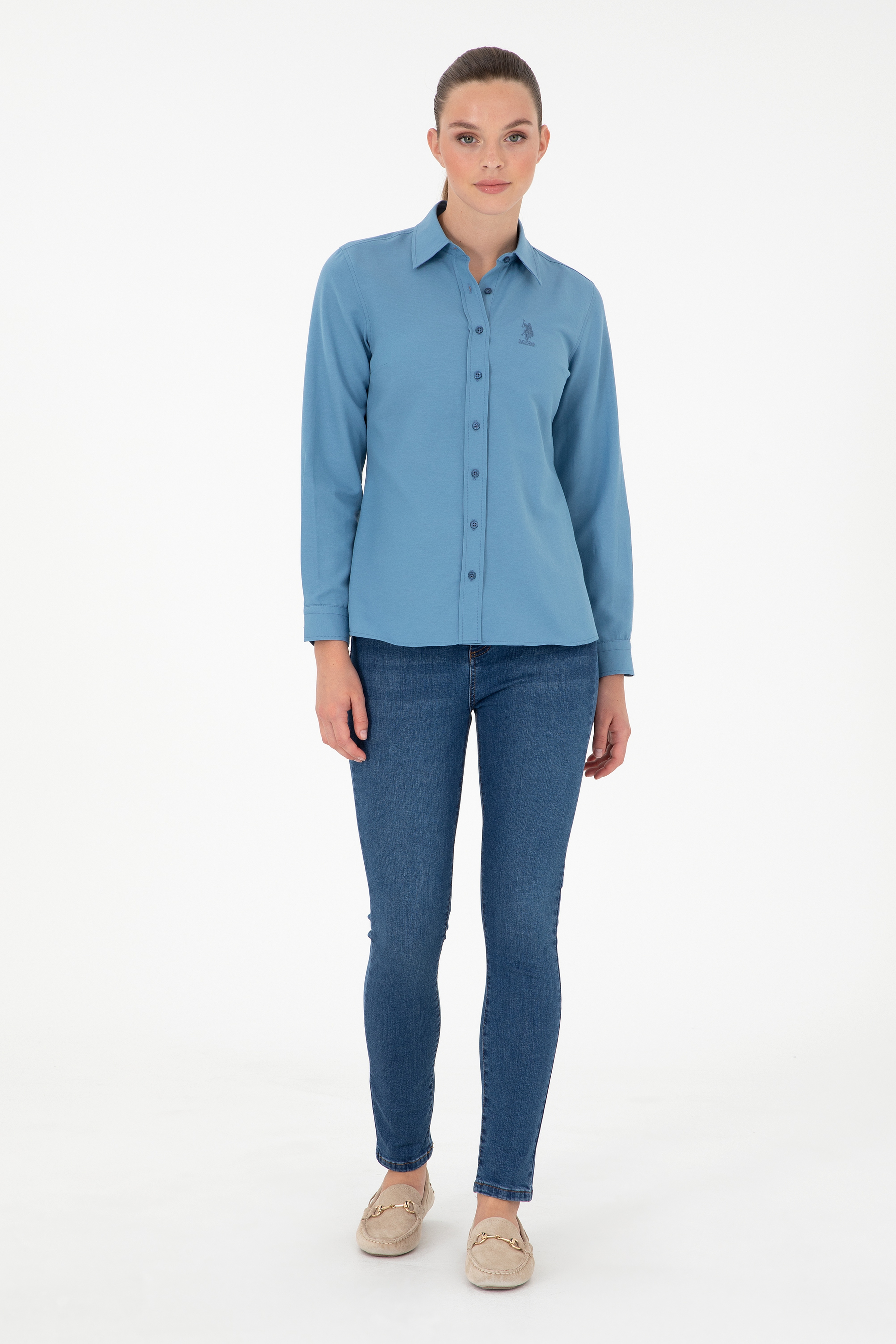 Kadın Koyu Mavi Skinny High Waist Fit Jean Pantolon